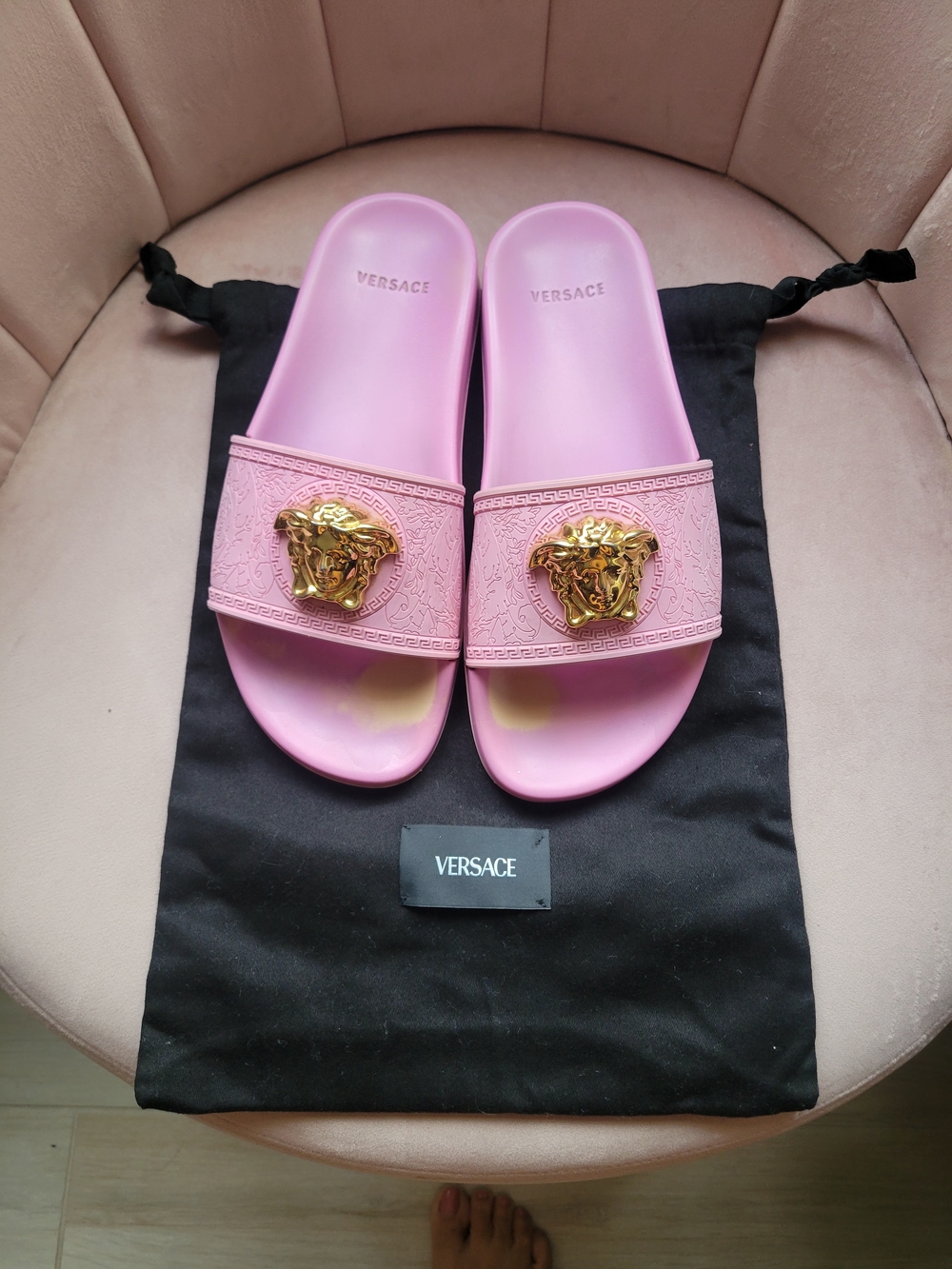 Versace Pink Medusa Slide Sandals